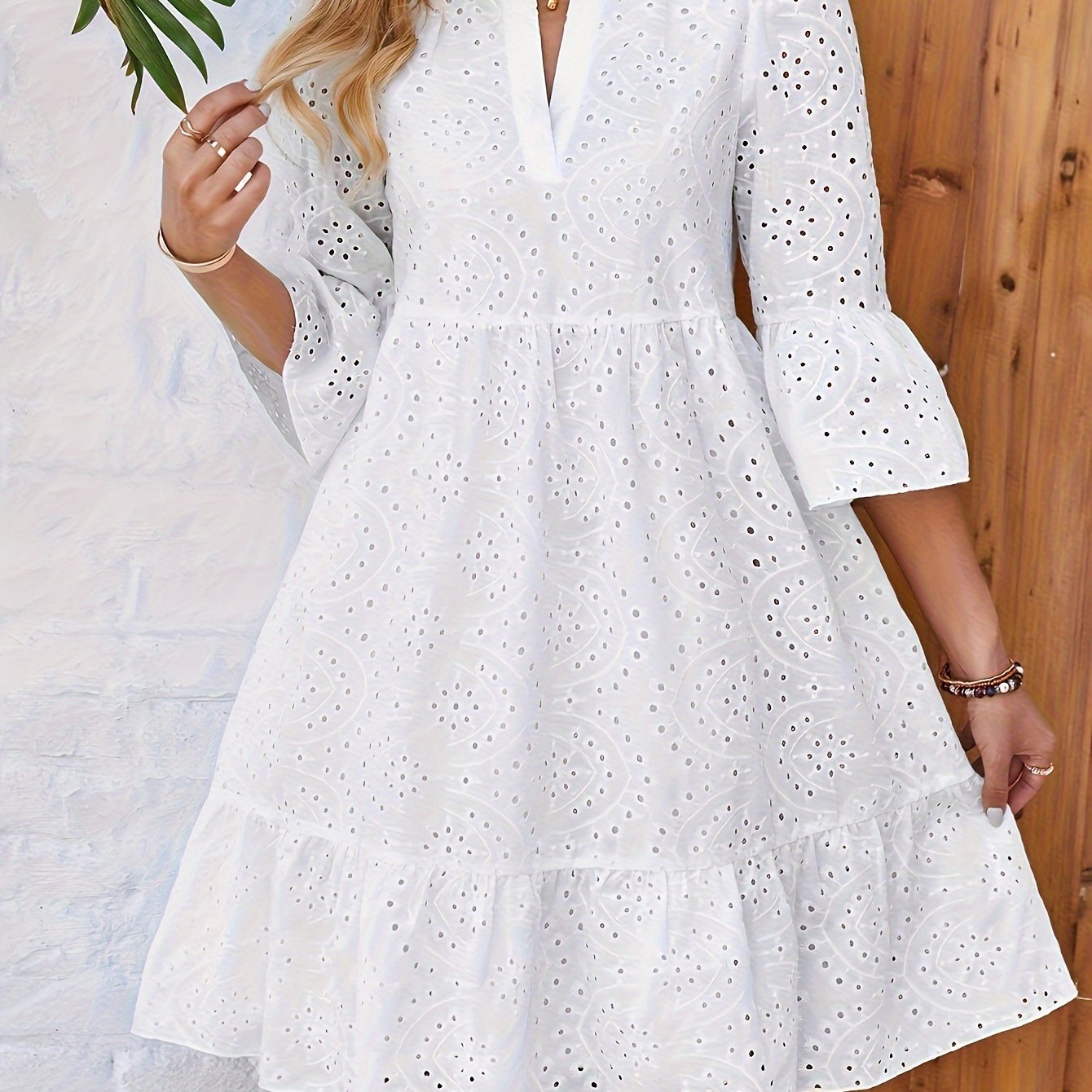Adaire - 3/4 Sleeve Lace Crochet Dress