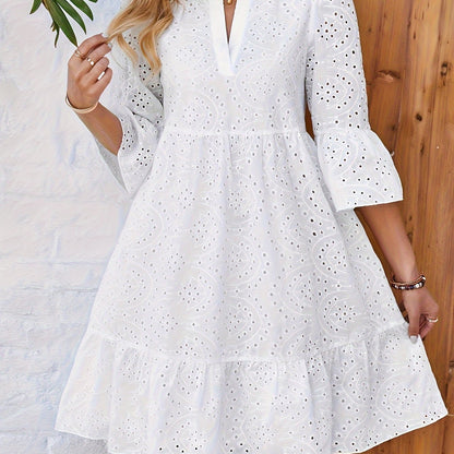 Adaire - 3/4 Sleeve Lace Crochet Dress
