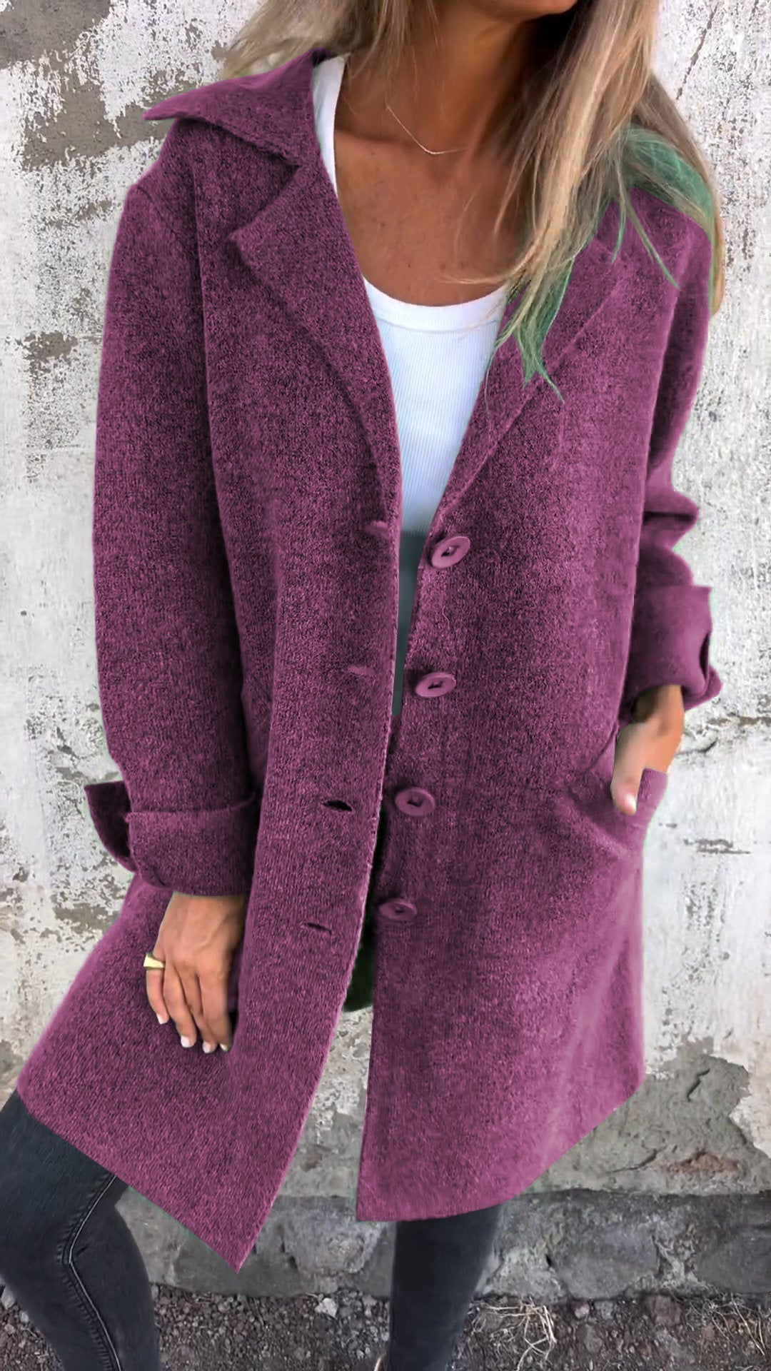 Isabella - Casual Long Coat With Cuffs