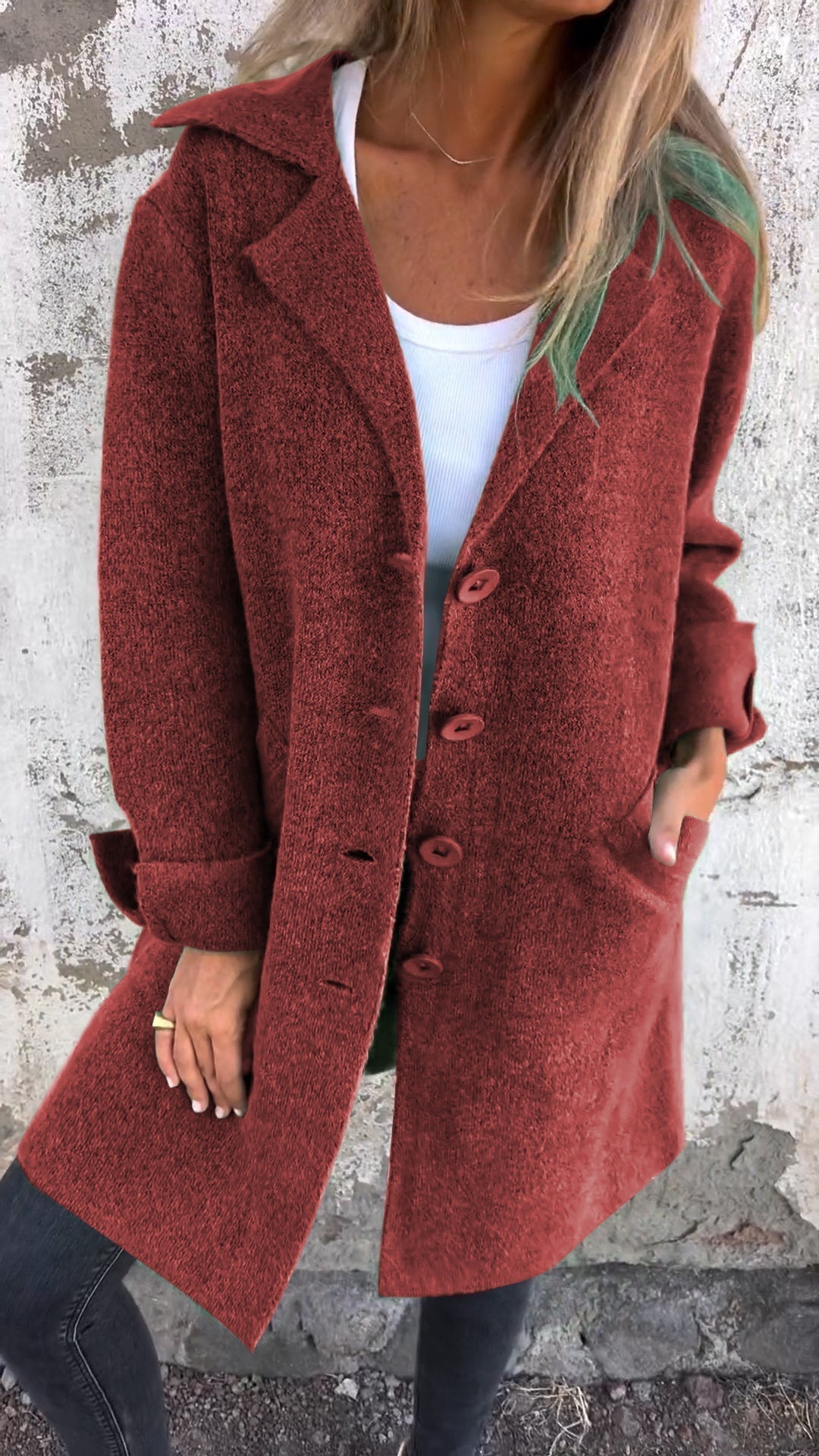 Isabella - Casual Long Coat With Cuffs