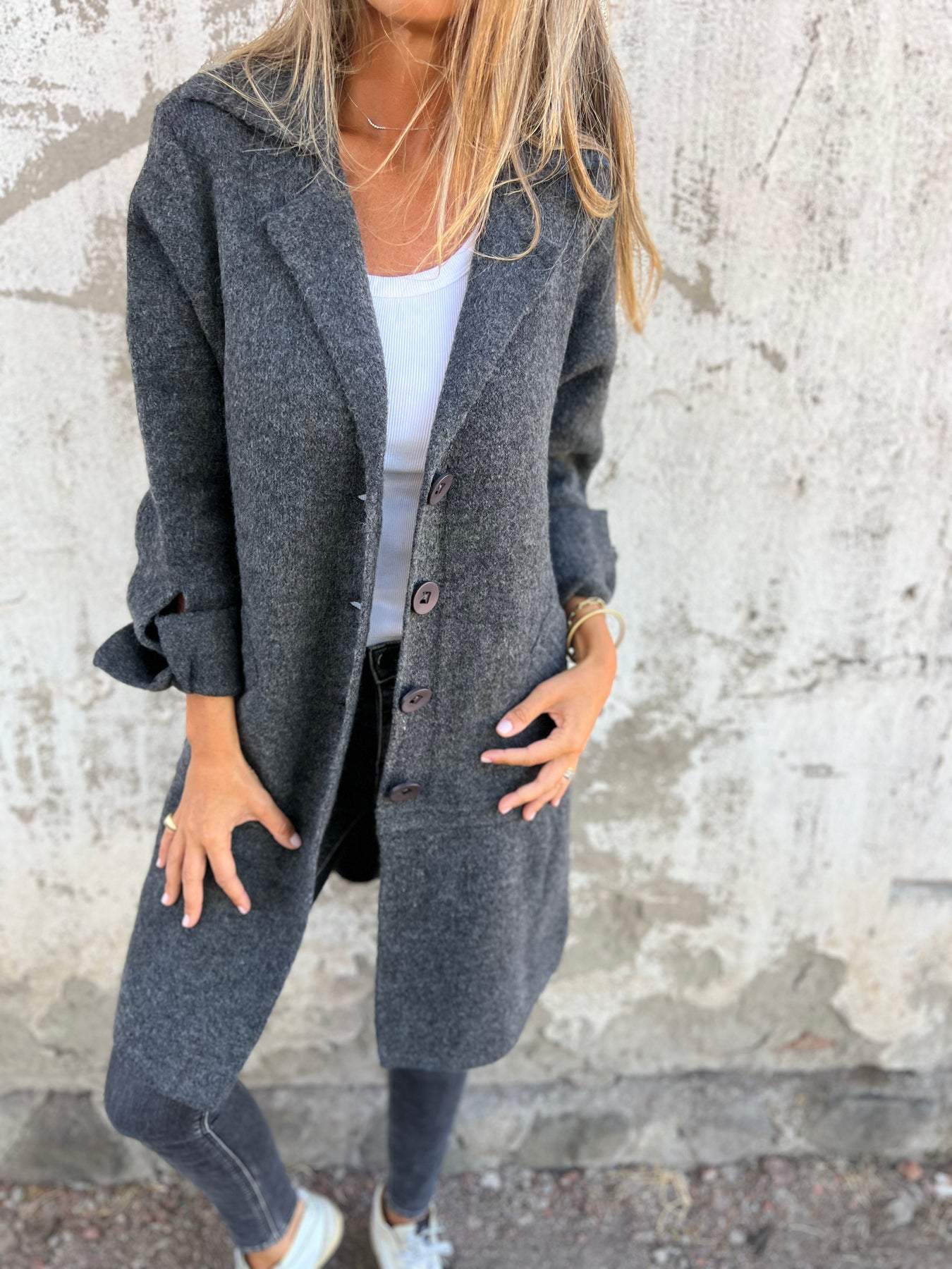 Isabella - Casual Long Coat With Cuffs