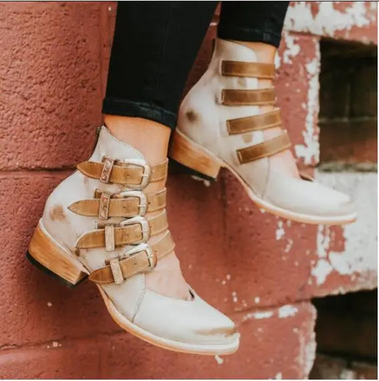 Dixie™ | Classic Vintage Leather Heels Featuring Buckle Detail