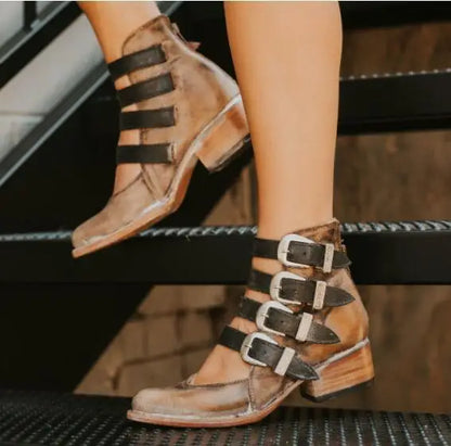 Dixie™ | Classic Vintage Leather Heels Featuring Buckle Detail
