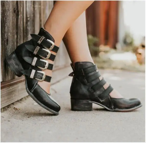 Dixie™ | Classic Vintage Leather Heels Featuring Buckle Detail