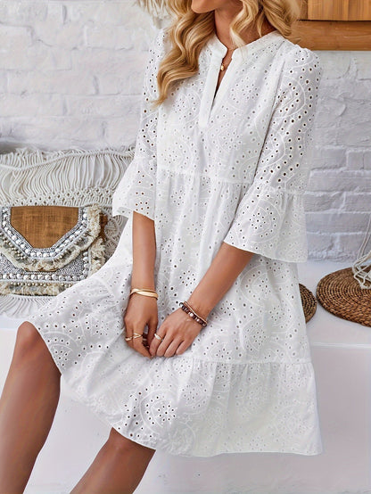 Adaire - 3/4 Sleeve Lace Crochet Dress