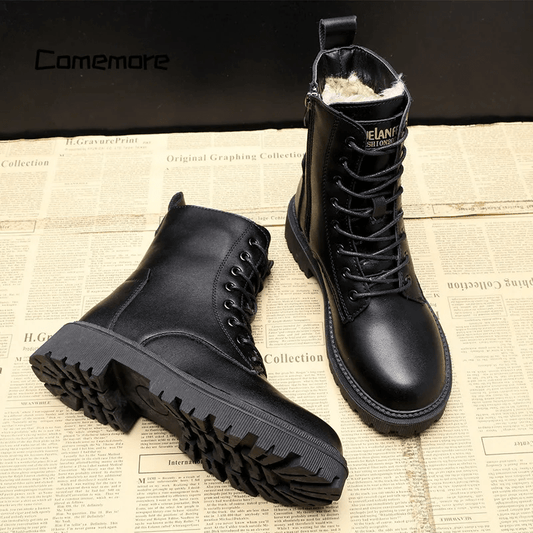 Andrea™ | Classic Black Leather Ankle Boots