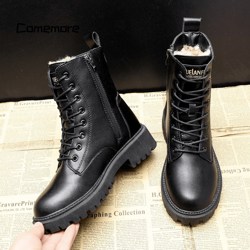Andrea™ | Classic Black Leather Ankle Boots