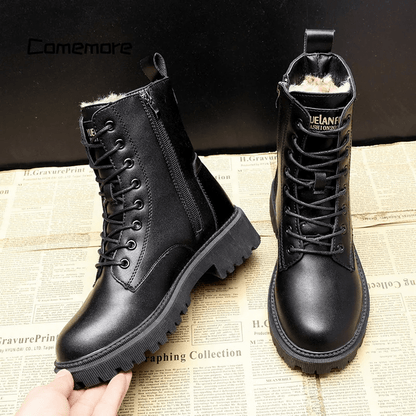 Andrea™ | Classic Black Leather Ankle Boots