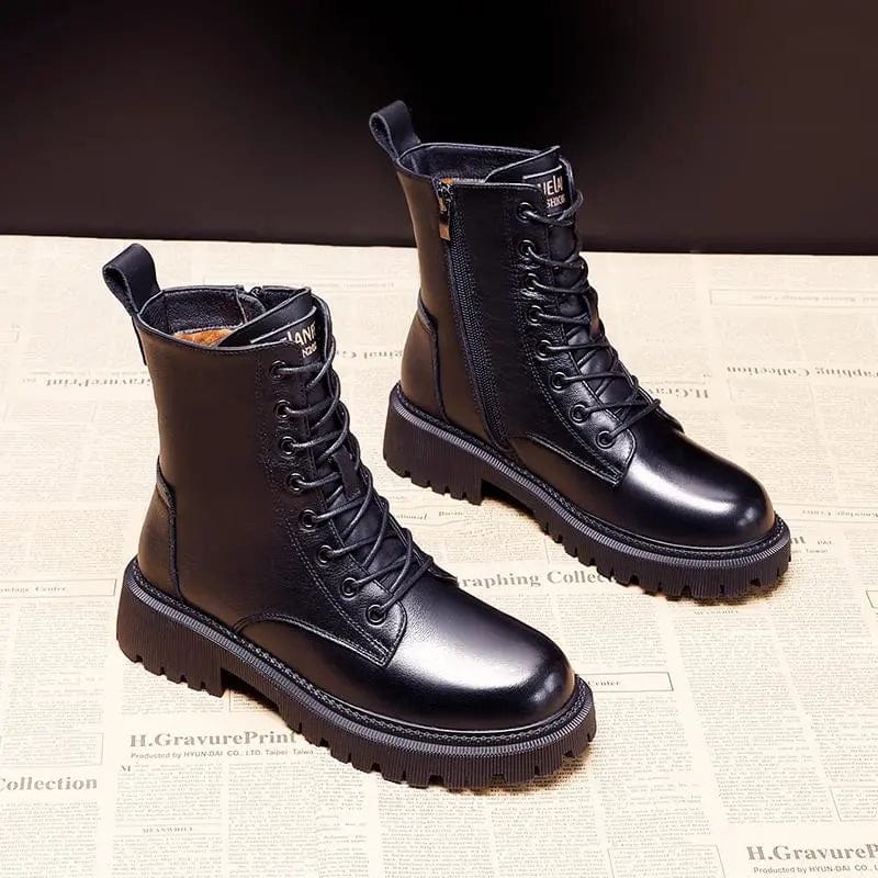 Andrea™ | Classic Black Leather Ankle Boots