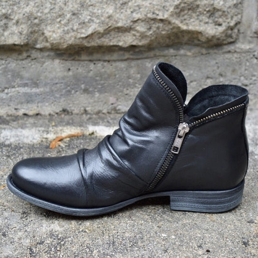 Mirelle™ | Zippered Leather Boots